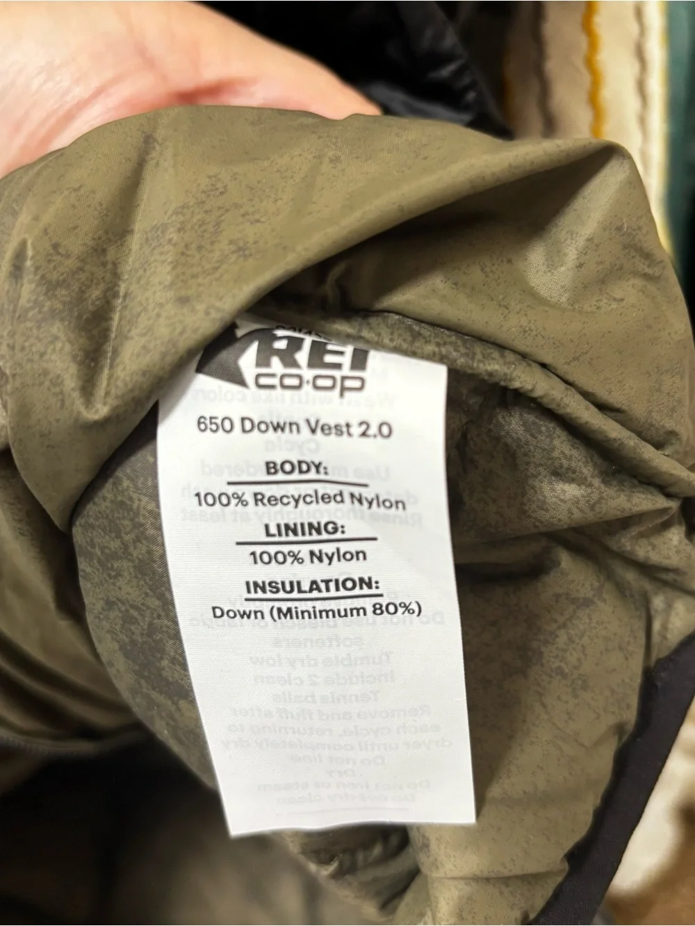 Rei co op means Black 650 down vest 2.0 size Large